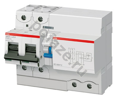 Автоматический выключатель дифференциального тока ABB DS802N 2П 125А 300мА (D) 10кА (A)