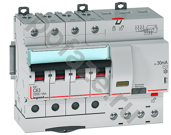 Автоматический выключатель дифференциального тока Legrand DX3 3П+Н 63А 30мА (C) 6кА (AC)