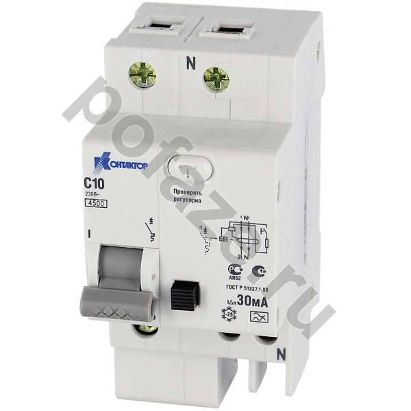 Автоматический выключатель дифференциального тока Контактор АВДТ-063Про 1П+Н 50А 30мА (C) 4.5кА (A)