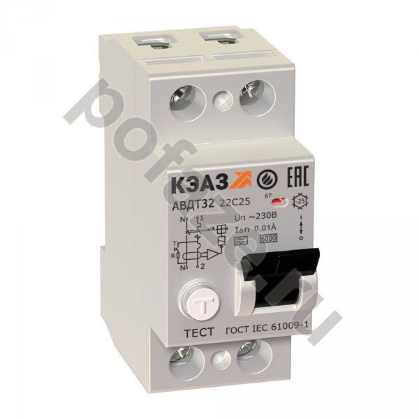 Автоматический выключатель дифференциального тока КЭАЗ АВДТ32-22 1П+Н 40А 30мА (C) 6кА (A)