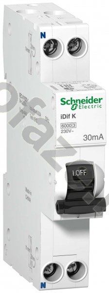 Автоматический выключатель дифференциального тока Schneider Electric Acti 9 iDPN N 1П+Н 6А 30мА (C) 6кА (AC)