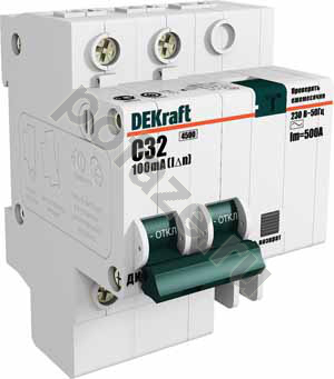 Автоматический выключатель дифференциального тока DEKraft ДИФ-101 1П+Н 16А 30мА (C) 4.5кА (AC)
