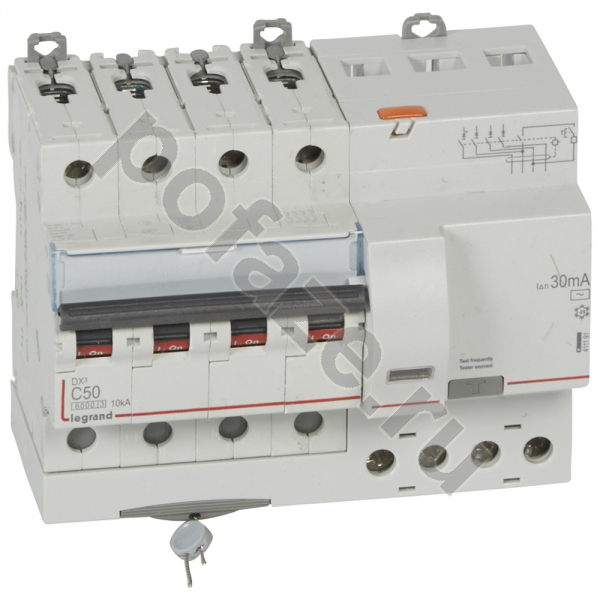Автоматический выключатель дифференциального тока Legrand DX3 3П+Н 50А 30мА (C) 6кА (AC)
