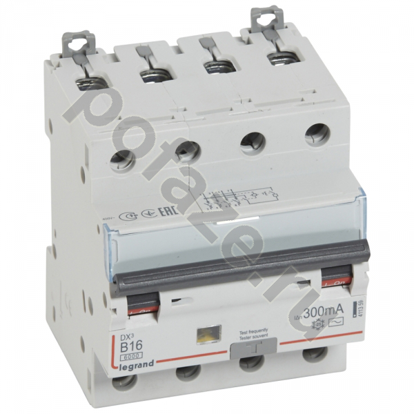 Автоматический выключатель дифференциального тока Legrand DX3 3П+Н 16А 300мА (B) 6кА (AC)