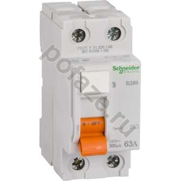 Автоматический выключатель дифференциального тока Schneider Electric Домовой ВД63 1П+Н 63А 300мА (C) 4.5кА (AC)