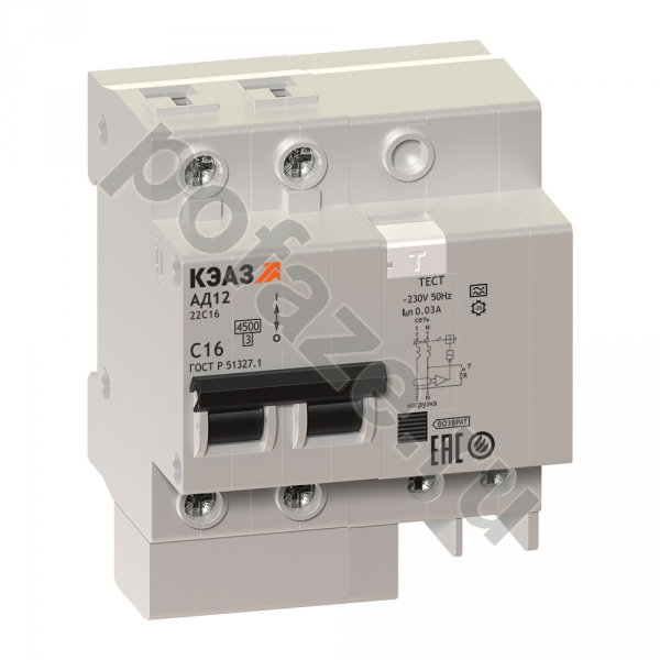 Автоматический выключатель дифференциального тока КЭАЗ АД12-22 1П+Н 50А 30мА (C) 4.5кА (AC)