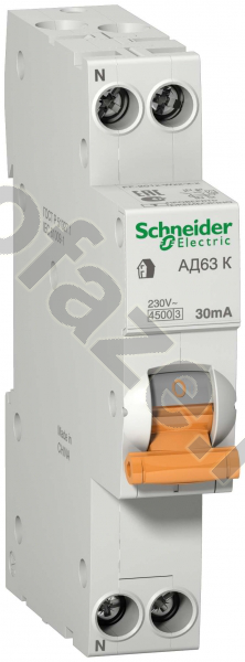 Автоматический выключатель дифференциального тока Schneider Electric Домовой АД63 1П+Н 32А 30мА (C) 4.5кА (AC)