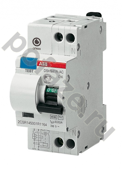 Автоматический выключатель дифференциального тока ABB DS941 1П+Н 32А 30мА (C) 4.5кА (AC)