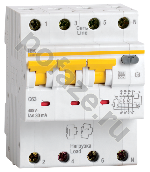 IEK АВДТ34 3П+Н 16А 100мА (C) 6кА (A)
