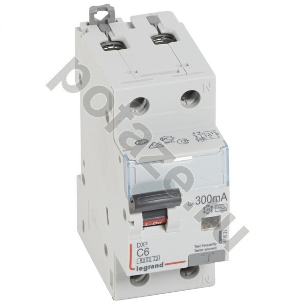 Автоматический выключатель дифференциального тока Legrand DX3 1П+Н 6А 300мА (C) 6кА (AC)