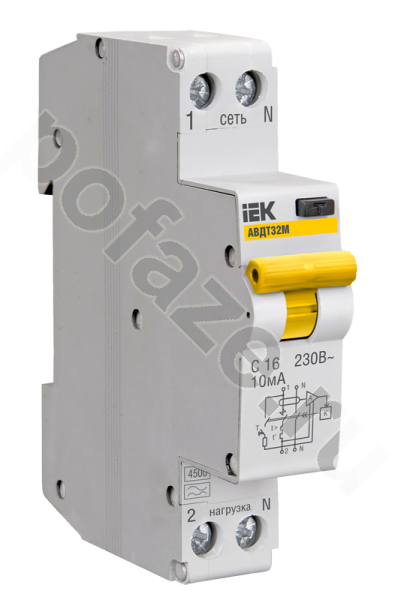 Автоматический выключатель дифференциального тока IEK АВДТ32 1П+Н 10А 30мА (C) 6кА (A)