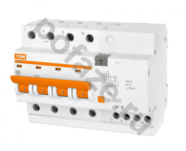 Автоматический выключатель дифференциального тока TDM ELECTRIC АД14 3П+Н 16А 10мА (C) 4.5кА (AC)