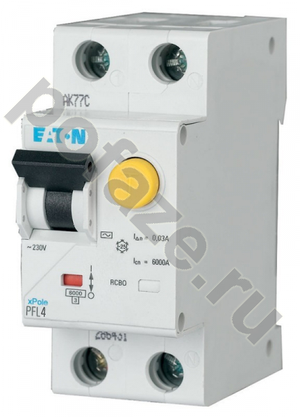 Автоматический выключатель дифференциального тока EATON 1П+Н 10А 30мА (B) 4.5кА