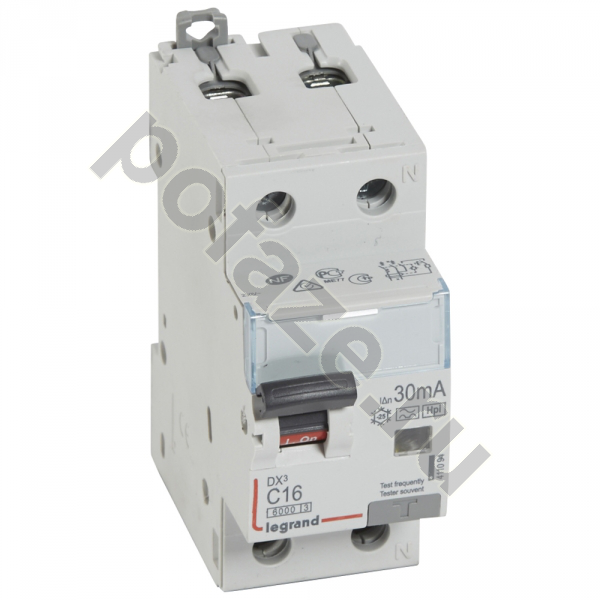 Автоматический выключатель дифференциального тока Legrand DX3 1П+Н 16А 30мА (C) 6кА