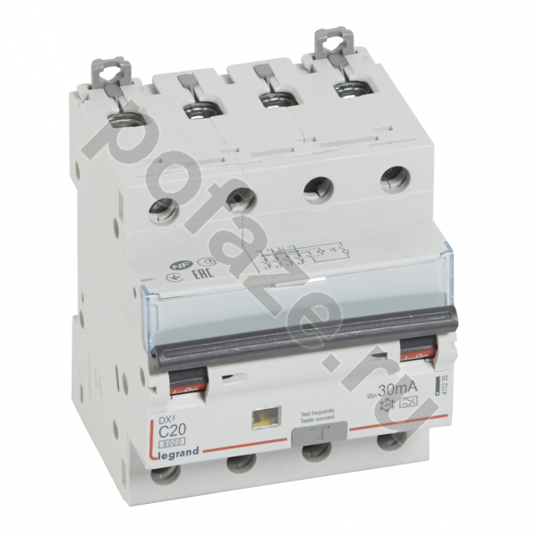 Автоматический выключатель дифференциального тока Legrand DX3 3П+Н 20А 30мА (C) 6кА (A)