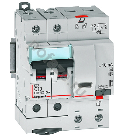 Автоматический выключатель дифференциального тока Legrand DX3 1П+Н 10А 10мА (C) 6кА (AC)