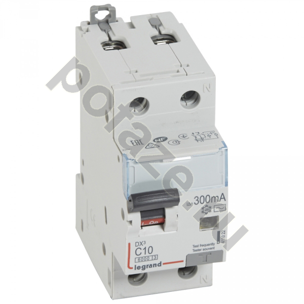 Автоматический выключатель дифференциального тока Legrand DX3 1П+Н 10А 300мА (C) 6кА (AC)