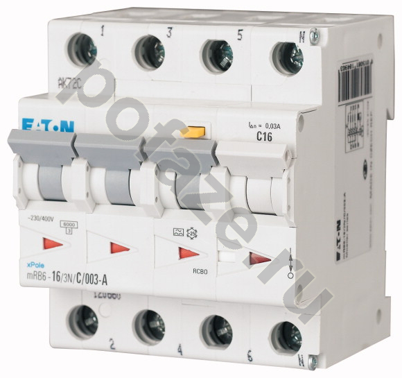 Автоматический выключатель дифференциального тока EATON 3П+Н 32А 100мА (C) 4.5кА
