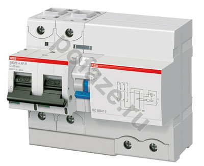 Автоматический выключатель дифференциального тока ABB DS802S 2П 125А 30мА (D) 25кА (A)