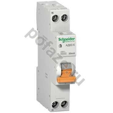 Schneider Electric Домовой АД63 1П+Н 16А 30мА (C) 4.5кА (AC)