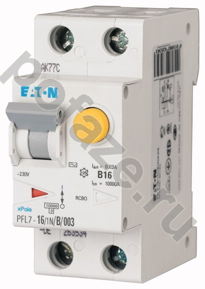 Автоматический выключатель дифференциального тока EATON 1П+Н 16А 30мА (C) 10кА (AC)