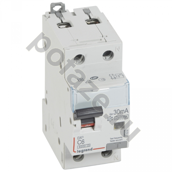 Автоматический выключатель дифференциального тока Legrand DX3 1П+Н 6А 30мА (C) 6кА