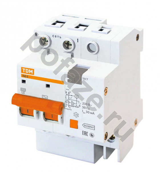 Автоматический выключатель дифференциального тока TDM ELECTRIC АД-2 1П+Н 25А 30мА (C) 4.5кА (AC)