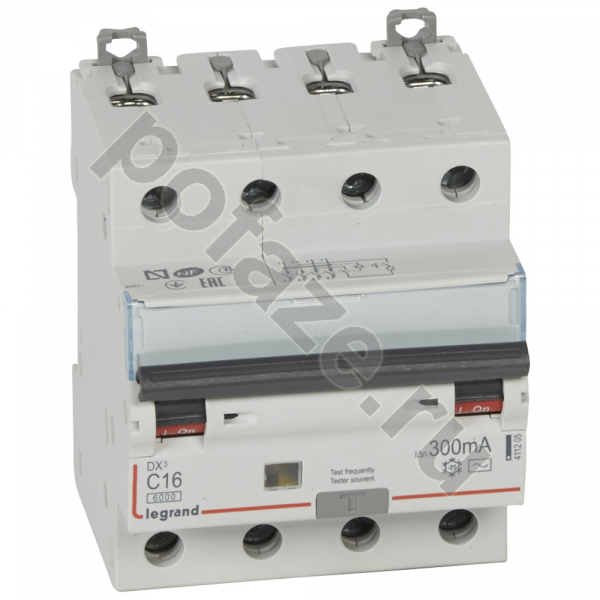 Автоматический выключатель дифференциального тока Legrand DX3 3П+Н 16А 300мА (C) 6кА (AC)
