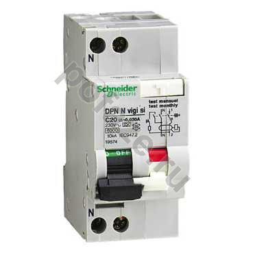 Автоматический выключатель дифференциального тока Schneider Electric DPN N 1П+Н 20А 30мА (C) 6кА (AC)