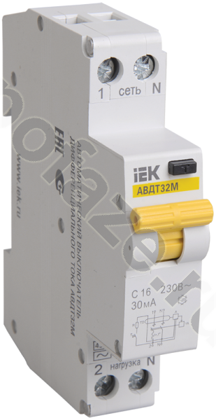Автоматический выключатель дифференциального тока IEK АВДТ32М 1П+Н 6А 10мА (B) 4.5кА (AC)