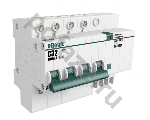 Автоматический выключатель дифференциального тока DEKraft ДИФ-101 3П+Н 10А 100мА (C) 4.5кА (AC)