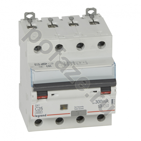 Автоматический выключатель дифференциального тока Legrand DX3 3П+Н 25А 300мА (C) 6кА (AC)