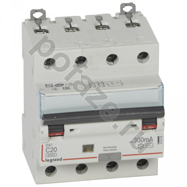 Автоматический выключатель дифференциального тока Legrand DX3 3П+Н 20А 300мА (C) 6кА (AC)
