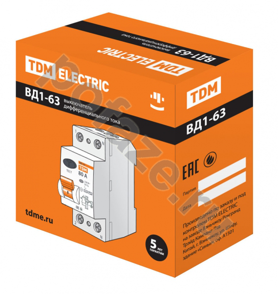 TDM ELECTRIC ВД1-63 2П 100А 30мА (AC)