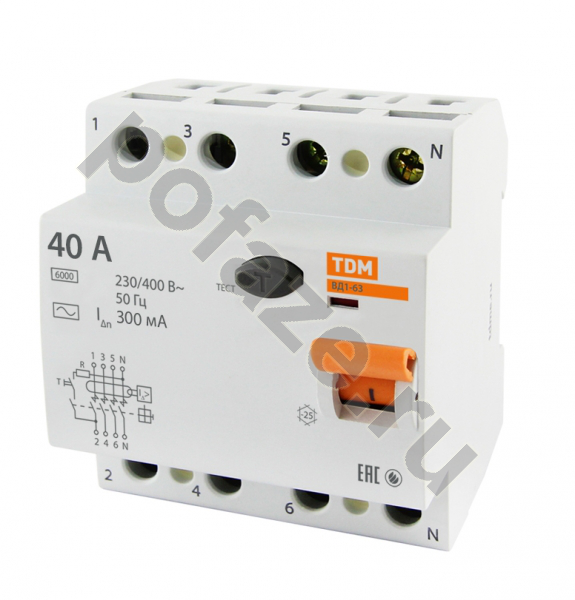 TDM ELECTRIC ВД1-63 4П 40А 300мА (AC)