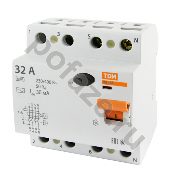 TDM ELECTRIC ВД1-63 4П 32А 30мА (AC)