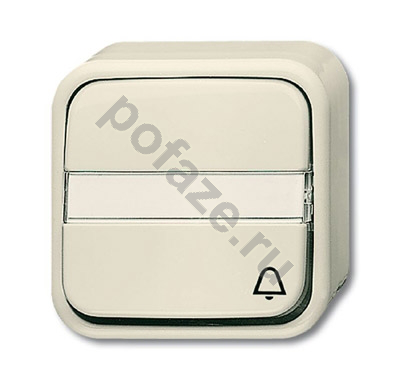 Кнопка ABB Busch Duro 1кл 10А, символ звонок, кремово-белый IP20