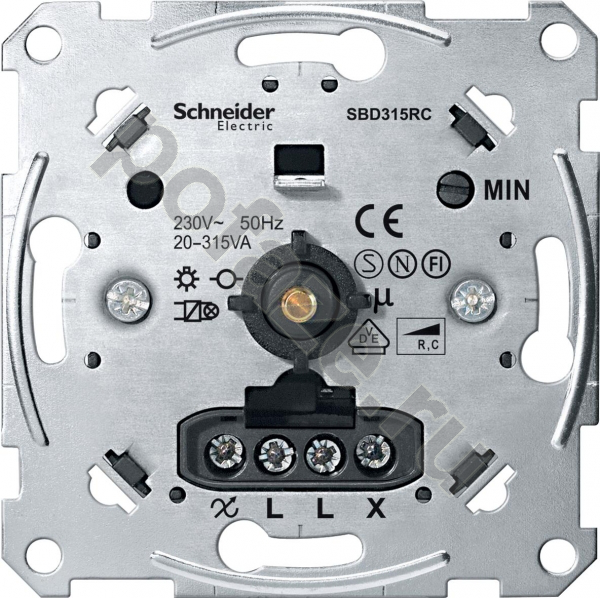 Светорегулятор поворотно-нажимной Schneider Electric Merten 20ВА