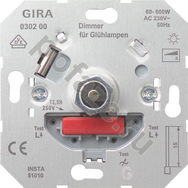 Светорегулятор поворотный Gira 60-600ВА