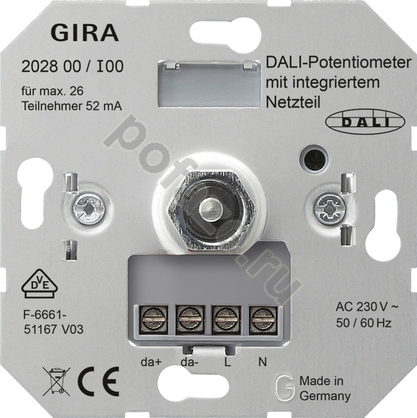 Светорегулятор поворотно-нажимной Gira, серый