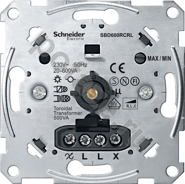 Светорегулятор поворотно-нажимной Schneider Electric Merten 600ВА