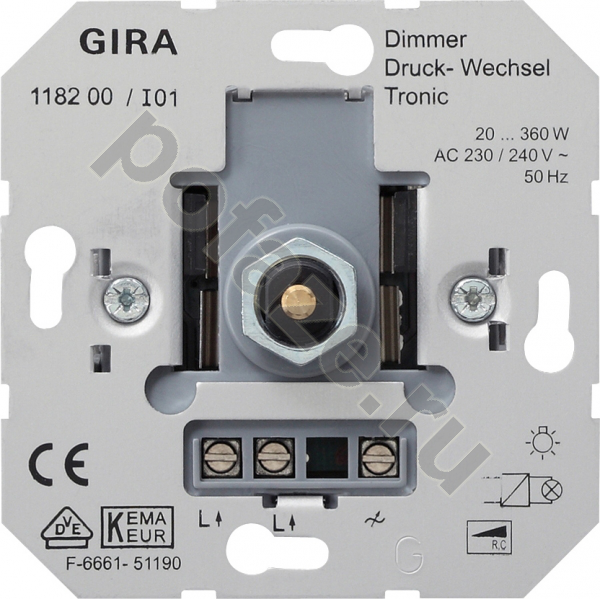 Светорегулятор поворотно-нажимной Gira 20-360ВА