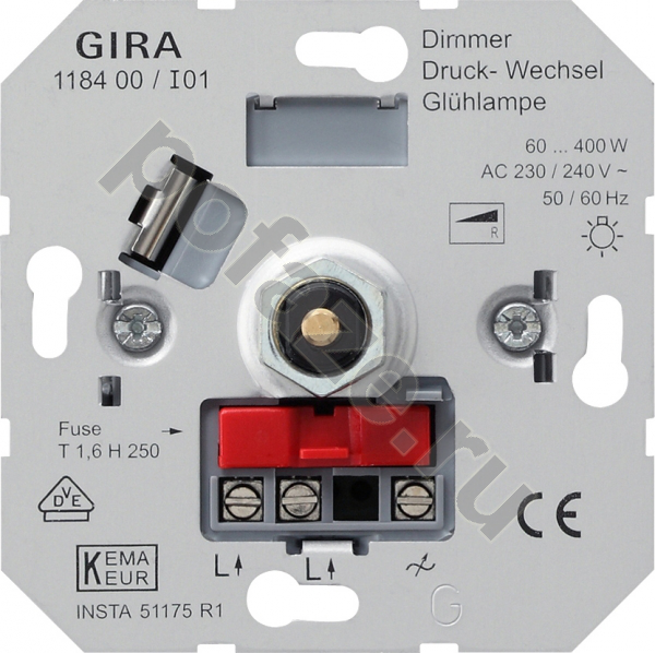 Светорегулятор поворотно-нажимной Gira 60-400ВА
