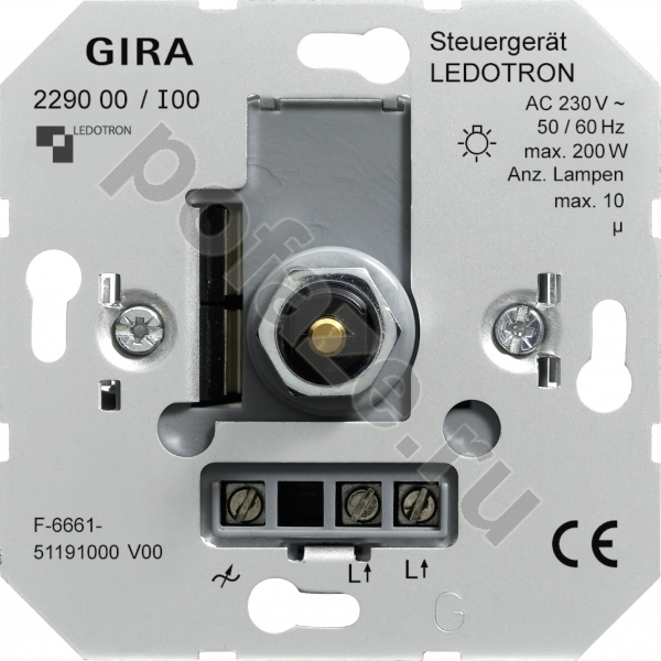 Светорегулятор нажимной Gira 200ВА, серый