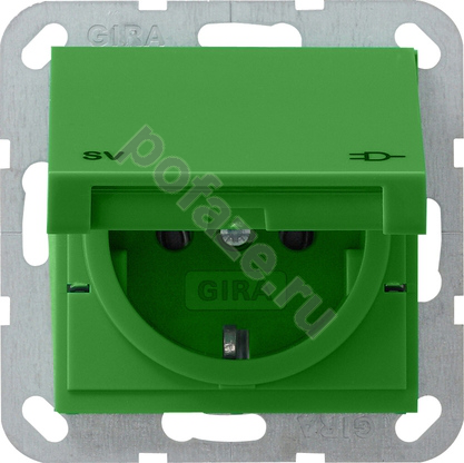 Розетка Gira System 55 16А, с/з, зеленый IP20