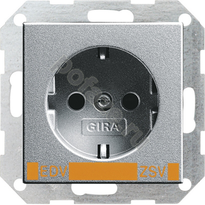 Розетка Gira System 55 16А, с/з, алюминий IP20