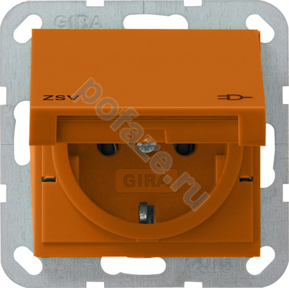 Gira System 55 16А, с/з, оранжевый IP20