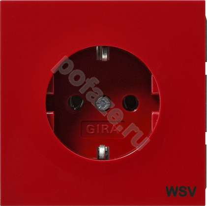 Розетка Gira F100 16А, с/з, красный IP20