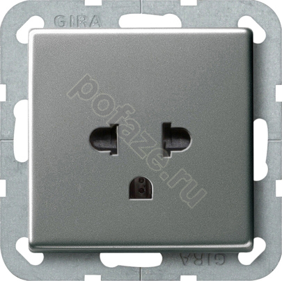 Розетка Gira E22 10А, нержавеющая сталь IP20