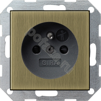 Gira ClassiX 16А, с/з, со штор., бронза IP20